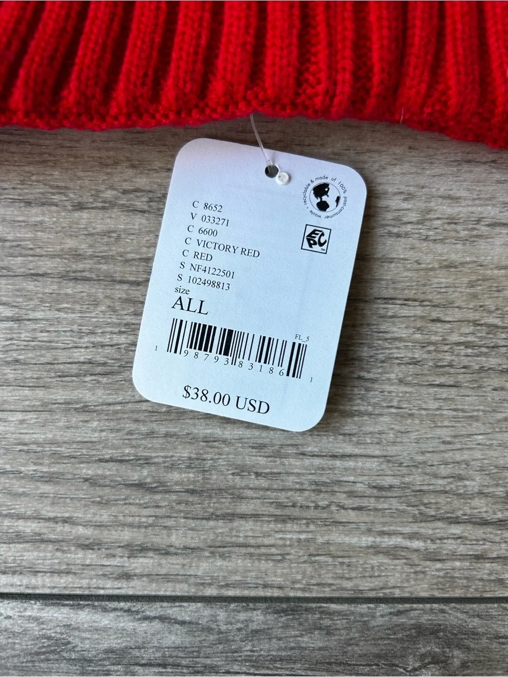 Free People Red Ribbed Fold-Over Beanie